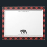Buffalo Plaid Black Bear Personalised Notepad<br><div class="desc">A notepad featuring an illustration of a black bear with a red and black buffalo plaid design.  Personalise the text.</div>
