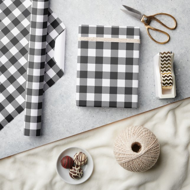 Buffalo Plaid Black White Check Wrapping Paper (Crafts)