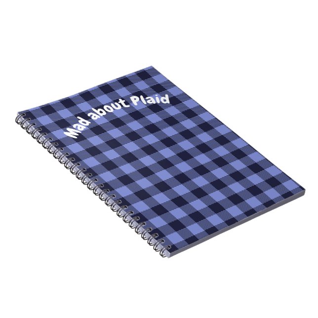 Buffalo Plaid Blue & Black Monogram Simple | Notebook (Right Side)