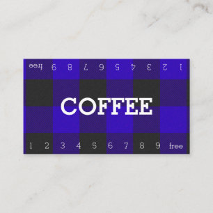 Buffalo Plaid Blue Double Number Coffee Punch-Card Loyalty Card