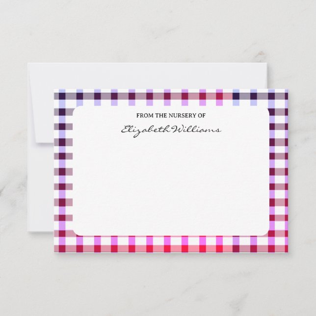 Buffalo Plaid Border Personalised Stationery Note  Thank You Card (Front)
