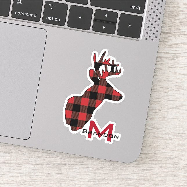 Buffalo Plaid Buck Deer Head Monogram (Detail)