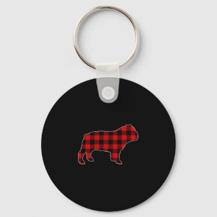 Buffalo Plaid Bulldog Key Ring