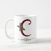 Buffalo Plaid C Monogram Christmas Coffee Mug
