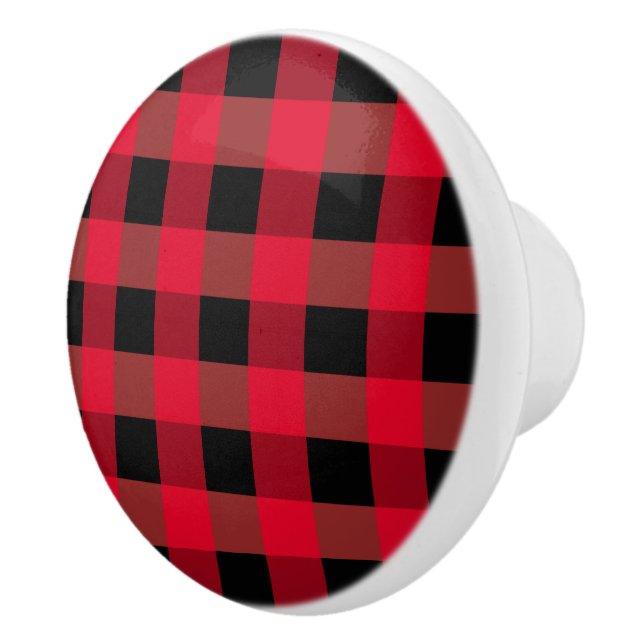 Buffalo plaid ceramic knob (Right)