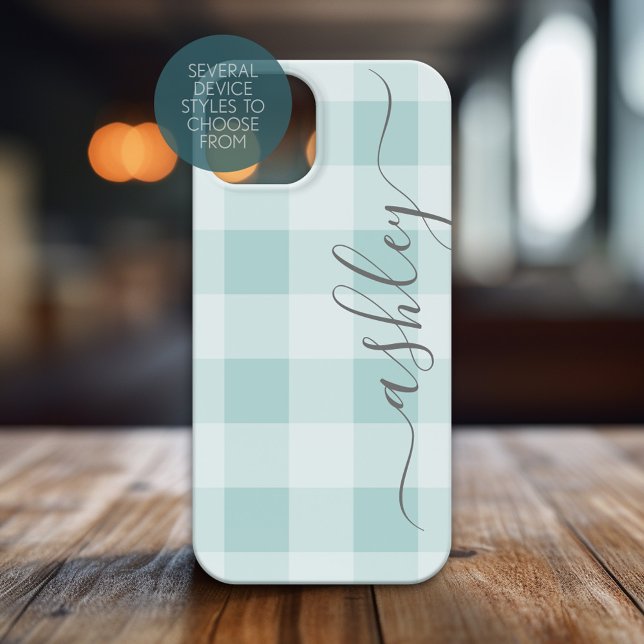 Buffalo Plaid Check Calligraphy CAN edit colour (Custom Phone Case - personalized with name)