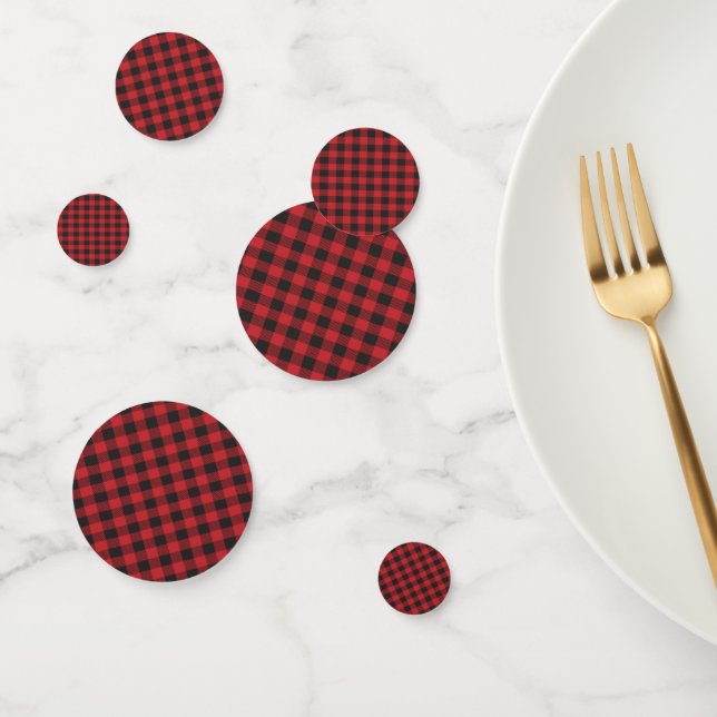 Buffalo Plaid Check Red Black Confetti (Group)