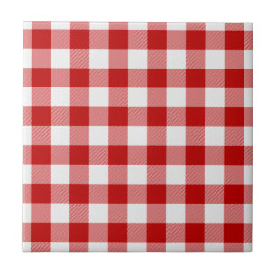 Buffalo Plaid Check Red White Tile