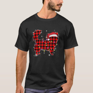 Buffalo Plaid Chihuahua Santa Christmas Lights Paj T-Shirt