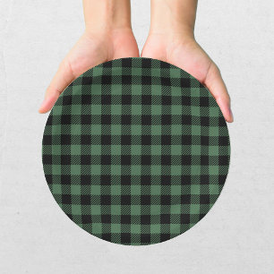 Buffalo Plaid Christmas Black Green Paper Plate