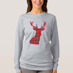 Buffalo Plaid Christmas Deer T-Shirt