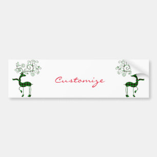 Buffalo Plaid Christmas Deer Thunder_Cove Bumper Sticker
