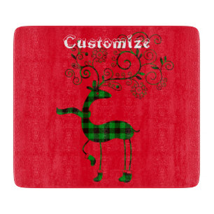 Buffalo Plaid Christmas Deer Thunder_Cove Cutting Board