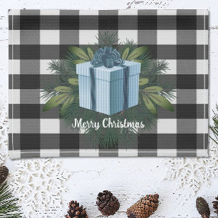 Buffalo Plaid Christmas Gift   Blue Holiday Tea Towel