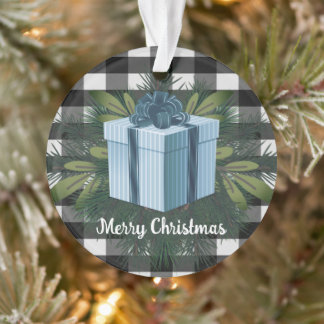 Buffalo Plaid Christmas Gift | Blue Ornament