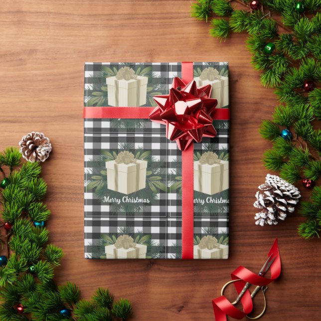 Buffalo Plaid Christmas Gift | Gold Christmas Wrapping Paper (Holiday Gift)