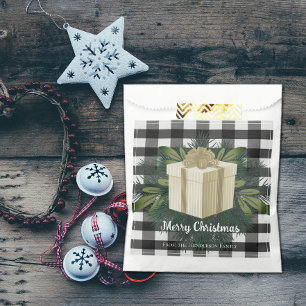 Buffalo Plaid Christmas Gift   Gold Favour Bag