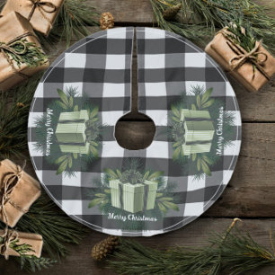 Buffalo Plaid Christmas Gift Green Brushed Polyester Tree Skirt