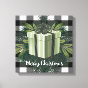 Buffalo Plaid Christmas Gift Green Canvas Print