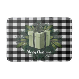 Buffalo Plaid Christmas Gift   Green Holiday Bath Mat