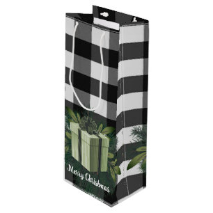Buffalo Plaid Christmas Gift   Green Holiday Wine Gift Bag