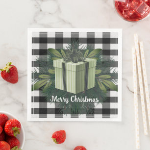 Buffalo Plaid Christmas Gift Green Napkin
