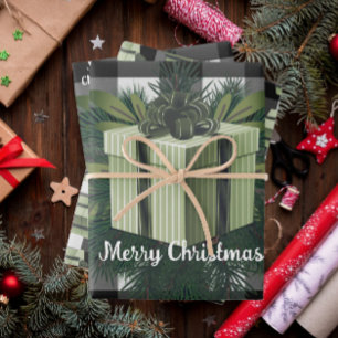 Buffalo Plaid Christmas Gift   Green Wrapping Paper Sheet