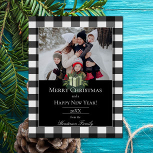 Buffalo Plaid Christmas Gift Photo Green Holiday Card