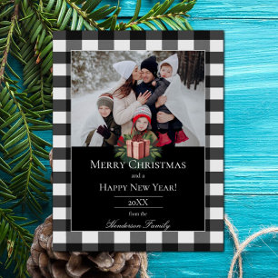 Buffalo Plaid Christmas Gift Photo Red Holiday Card