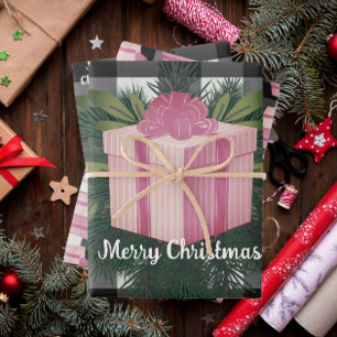 Buffalo Plaid Christmas Gift   Pink Wrapping Paper Sheet