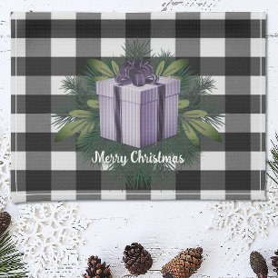 Buffalo Plaid Christmas Gift   Purple Holiday Tea Towel
