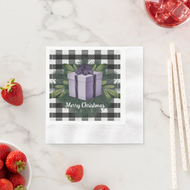 Buffalo Plaid Christmas Gift | Purple Napkin (Insitu)