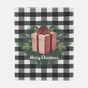 Buffalo Plaid Christmas Gift Red Holiday Fleece Blanket
