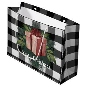 Buffalo Plaid Christmas Gift   Red Large Gift Bag