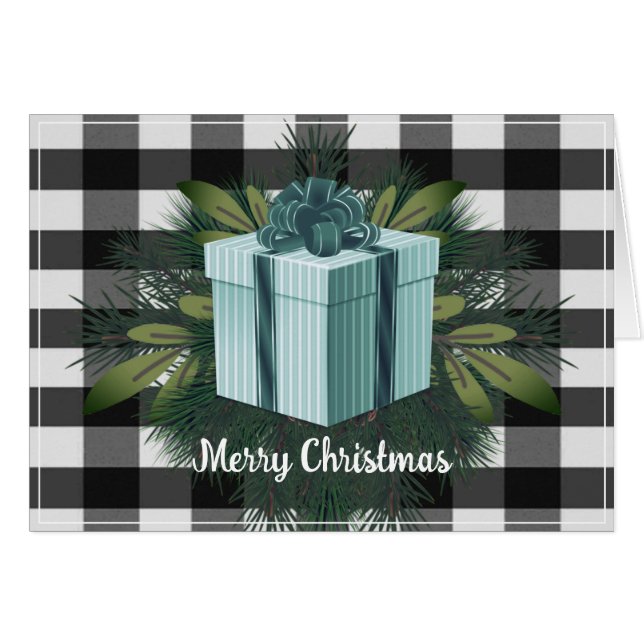 Buffalo Plaid Christmas Gift | Teal Holiday (Front Horizontal)