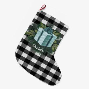 Buffalo Plaid Christmas Gift   Teal Large Christmas Stocking