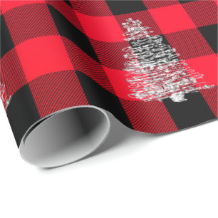 Buffalo Plaid Christmas Holiday Christmas Tree Red Wrapping Paper