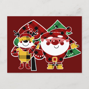Buffalo Plaid Christmas Holiday Postcard