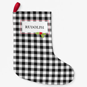 Buffalo Plaid Christmas Holly RUDOLPH Classic Small Christmas Stocking