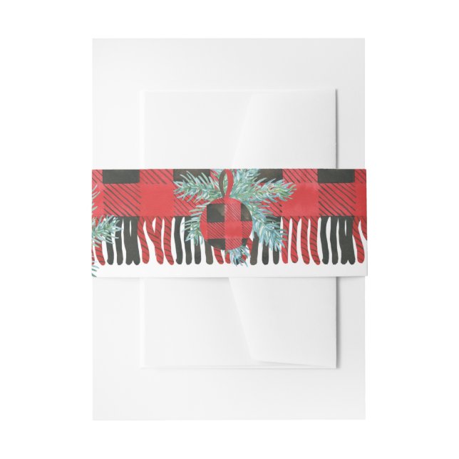 Buffalo Plaid Christmas Invitation Belly Band (Front Example)