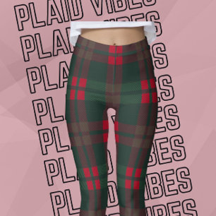 Buffalo Plaid Christmas Pattern Green Red Black Leggings
