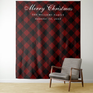 Buffalo Plaid Christmas Photo Booth Backdrop Tapestry
