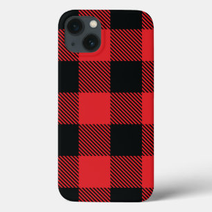 Buffalo Plaid Christmas Red and Black Check iPhone 13 Case