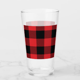 Buffalo Plaid Christmas Red and Black Check Glass