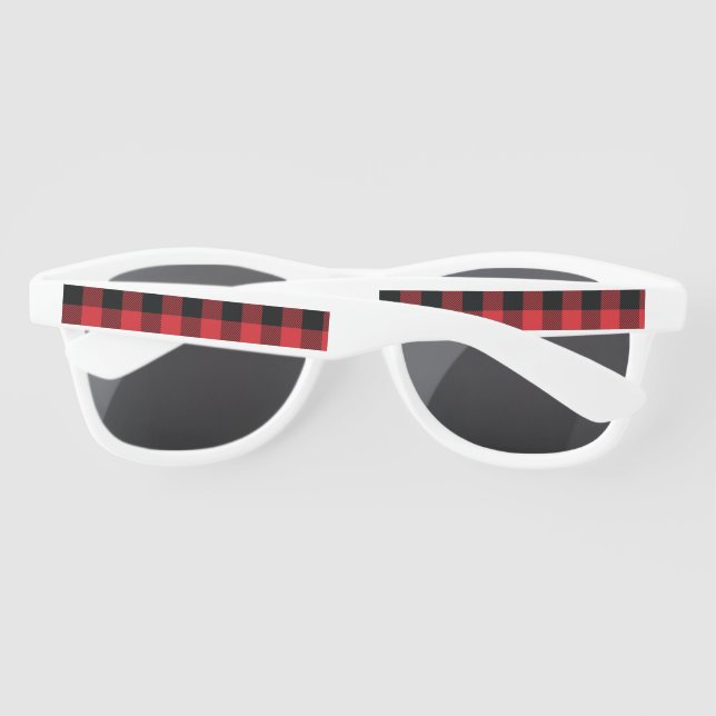 Buffalo Plaid Christmas Red and Black Check Sunglasses (Back)