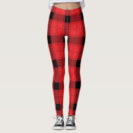Buffalo Plaid Christmas Red And Black Patterned Leggings