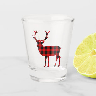 Buffalo Plaid Christmas Stag Shot Glass