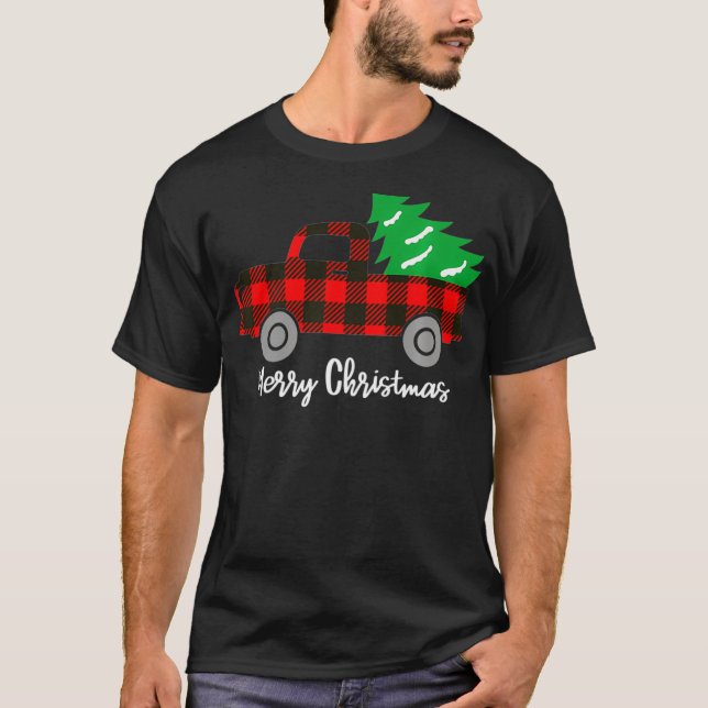 Buffalo Plaid Christmas Tree Red Truck Premium  (2 T-Shirt (Front)