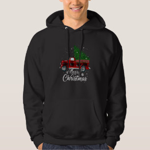 Buffalo Plaid Christmas Tree Red Truck Vintage Cos Hoodie