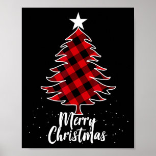 Buffalo plaid christmas tree tee for mum dad and k poster